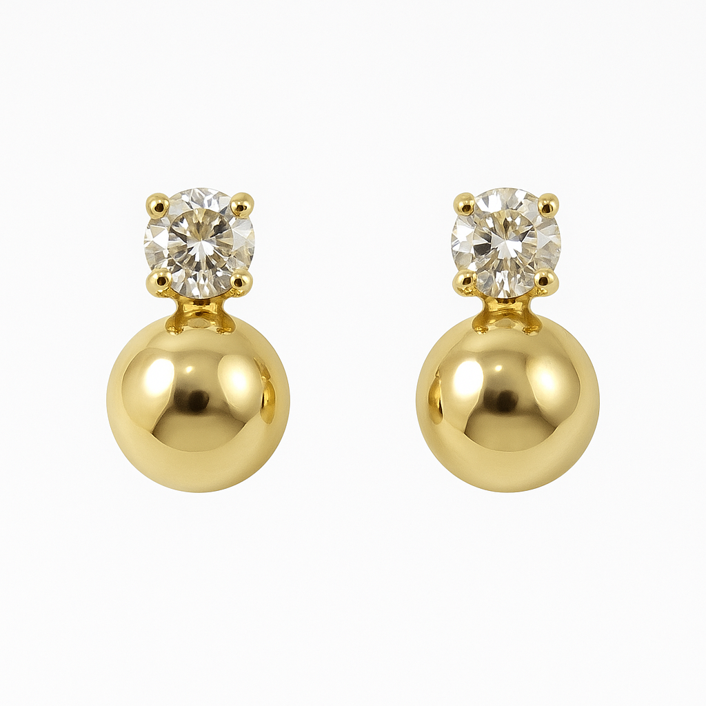 Aretes Broqueles Dorados Con Piedra