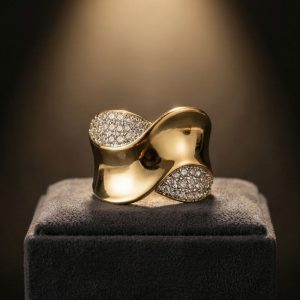 Anillo Ondas Doradas con Circonias