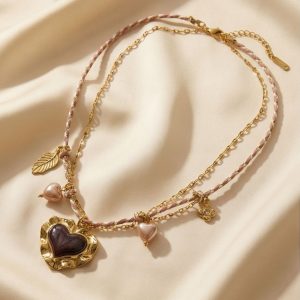 Collar Doble Corazón & Perlas