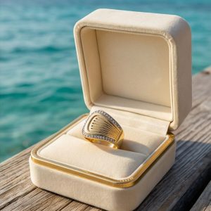 Anillo Concha Dorada con Circonias